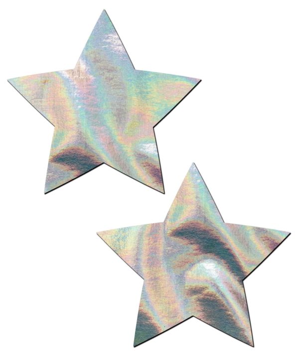 Star: Silver Holographic Star Nipple Pasties 1