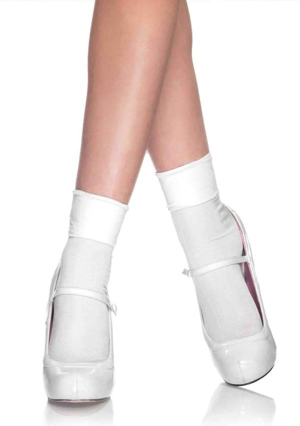 Sock Nylon Cuff Anklet White 2
