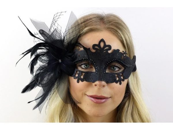 Venetian Black Feather Mask 3