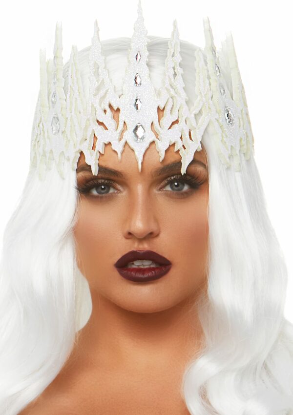 White Glitter Die Cut Jeweled Crown 1