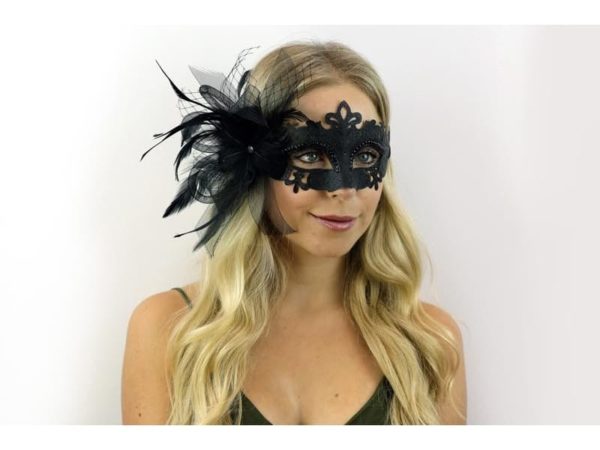 Venetian Black Feather Mask 2
