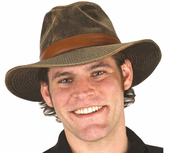 Faux Leather Brown Safari Hat 1