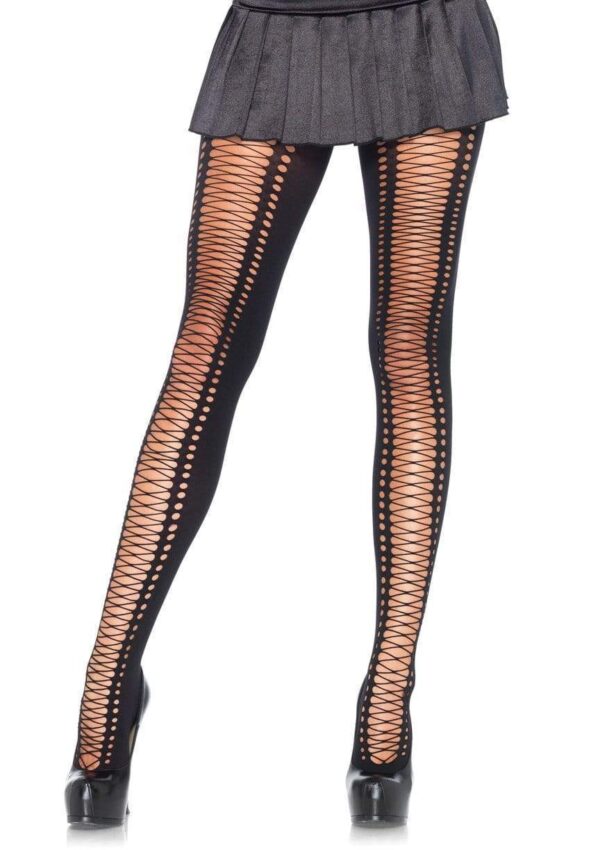 Faux Lace Up Tights 1