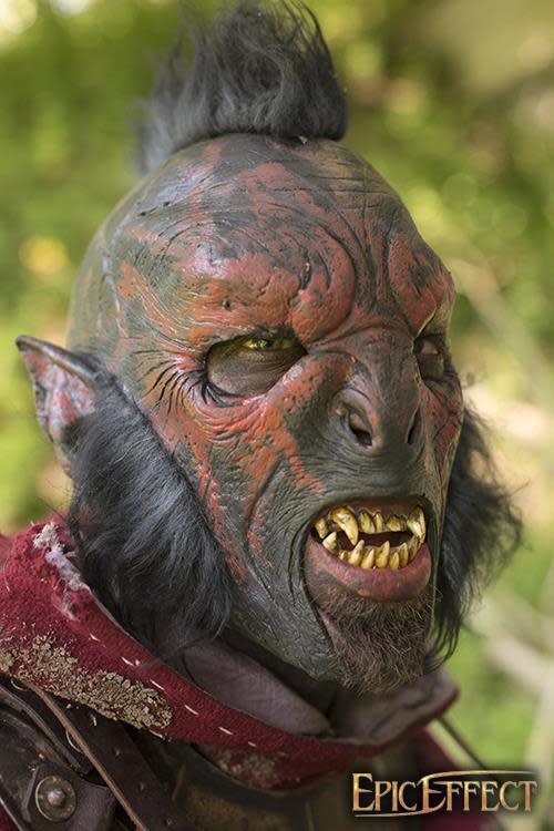Carnal Orc w Mohawk & Sideburns Latex Mask 7