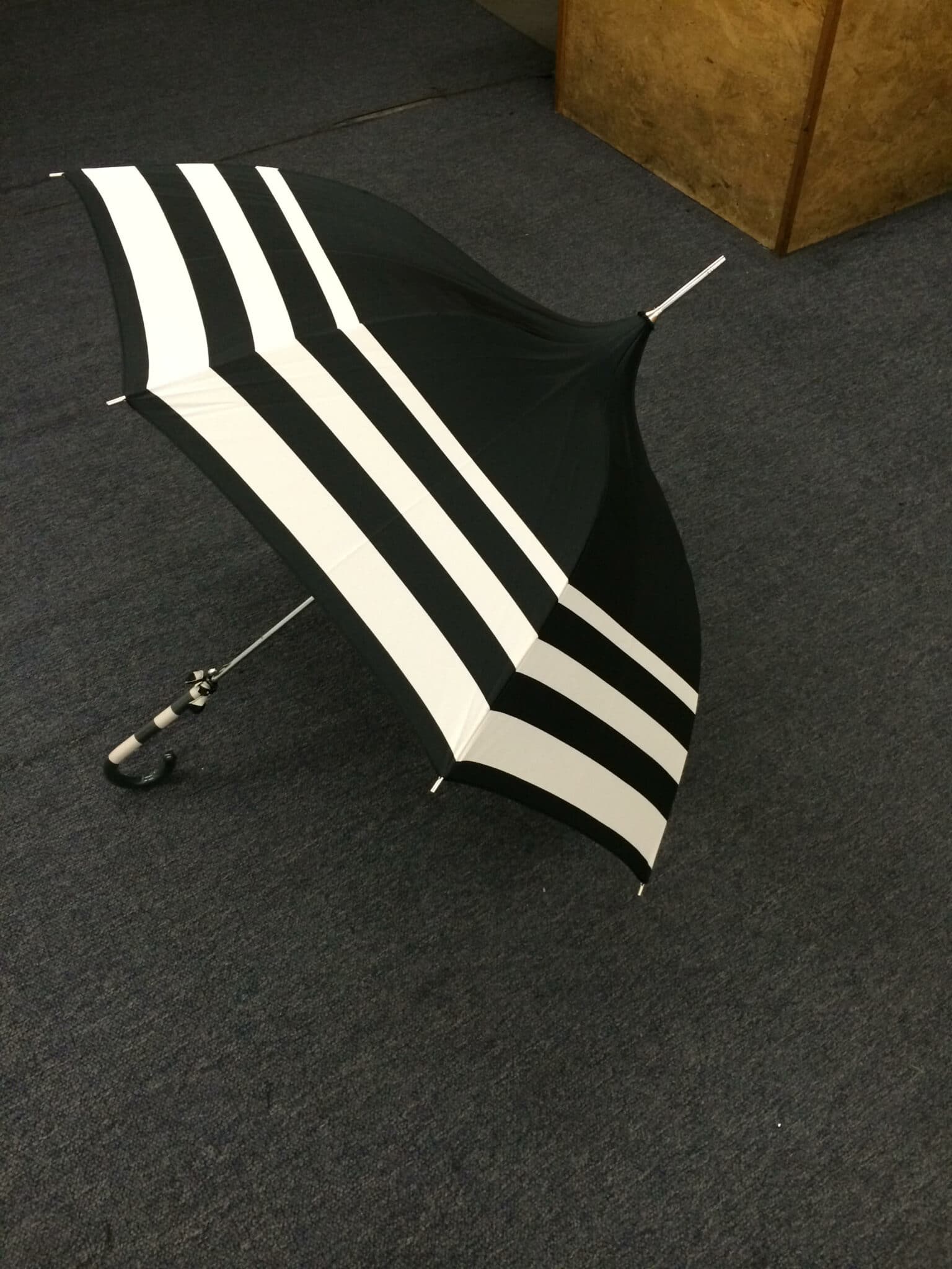 Black & Cream Striped Pagoda Umbrella 3