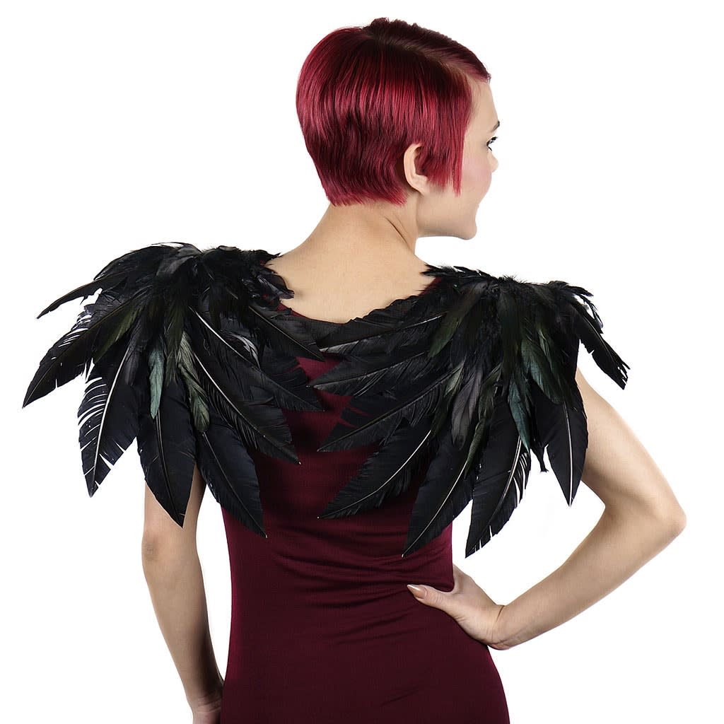 Gothic Black Crow Costume Feather Wings 11
