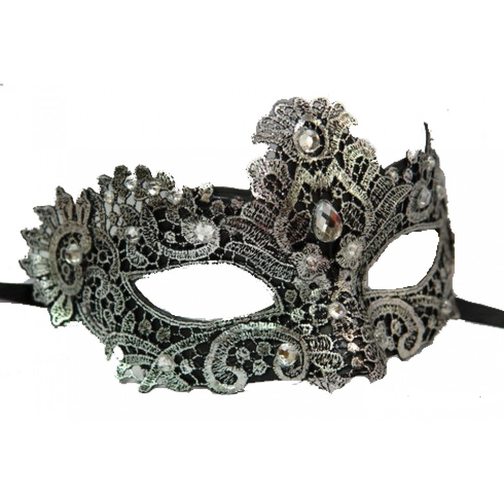 Silver Lace and Crystal Venetian Mask 9