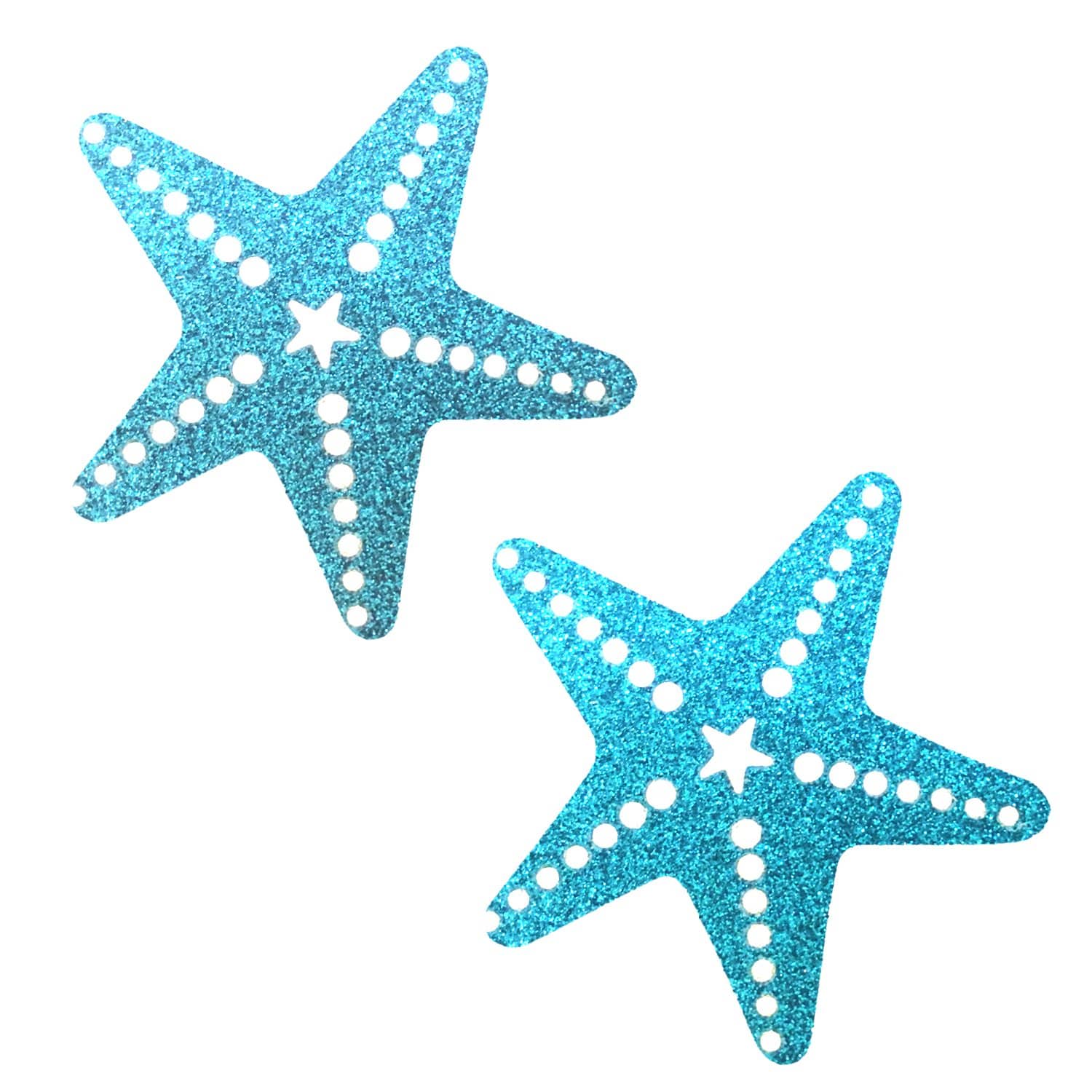 Bowie Blue Glitter Sexy Starfish Nipple Pasties 11