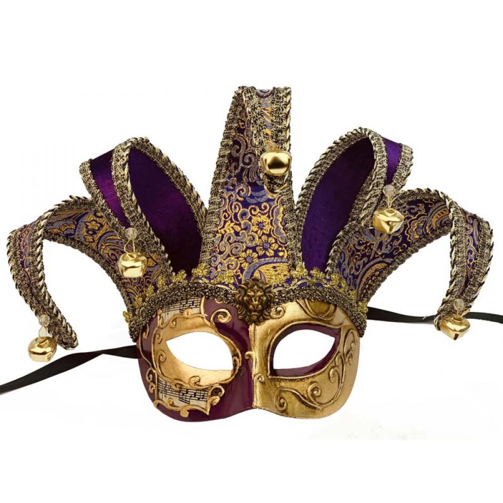 Purple/Gold Jester Half Mask 1