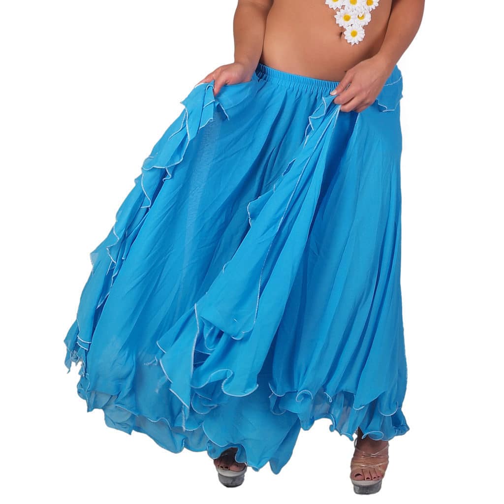 Turquoise Rayon Skirt with Flairs 2