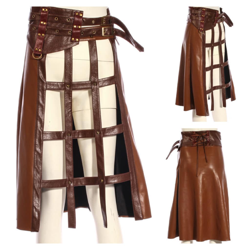 Steampunk Brown Leatherette Hoop Skirt 9