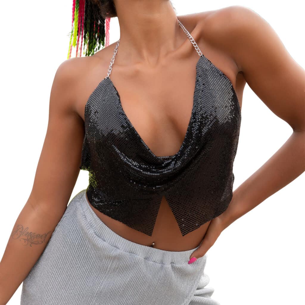 Black Metal Mesh Top | The Life of the Party