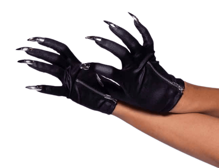 Black Zip-Up Claw Gloves 2