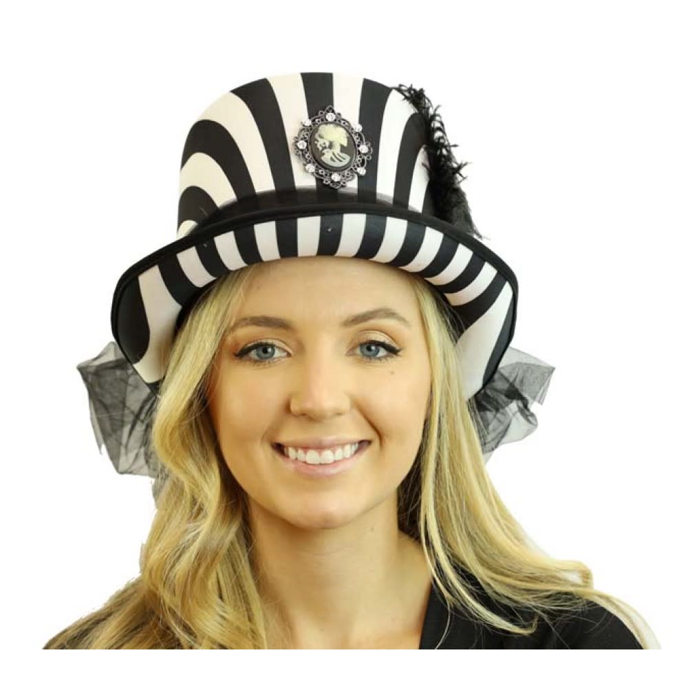 Black and White Striped Top Hat 5