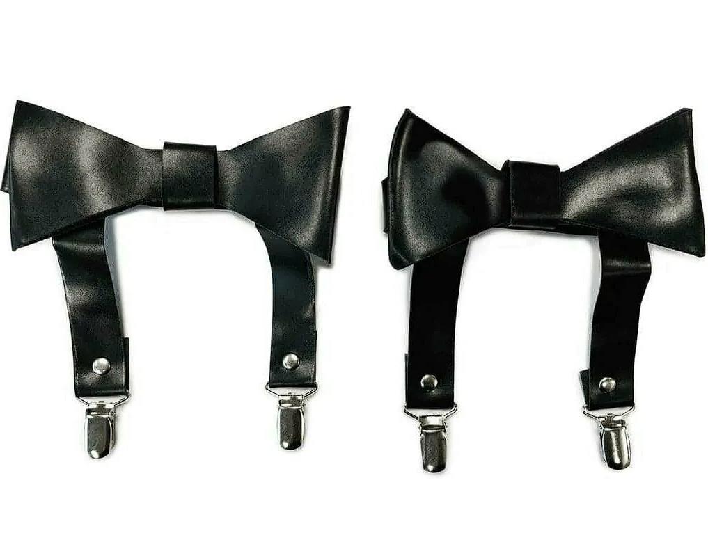 Black Faux Leather Garters (set of 2) 5