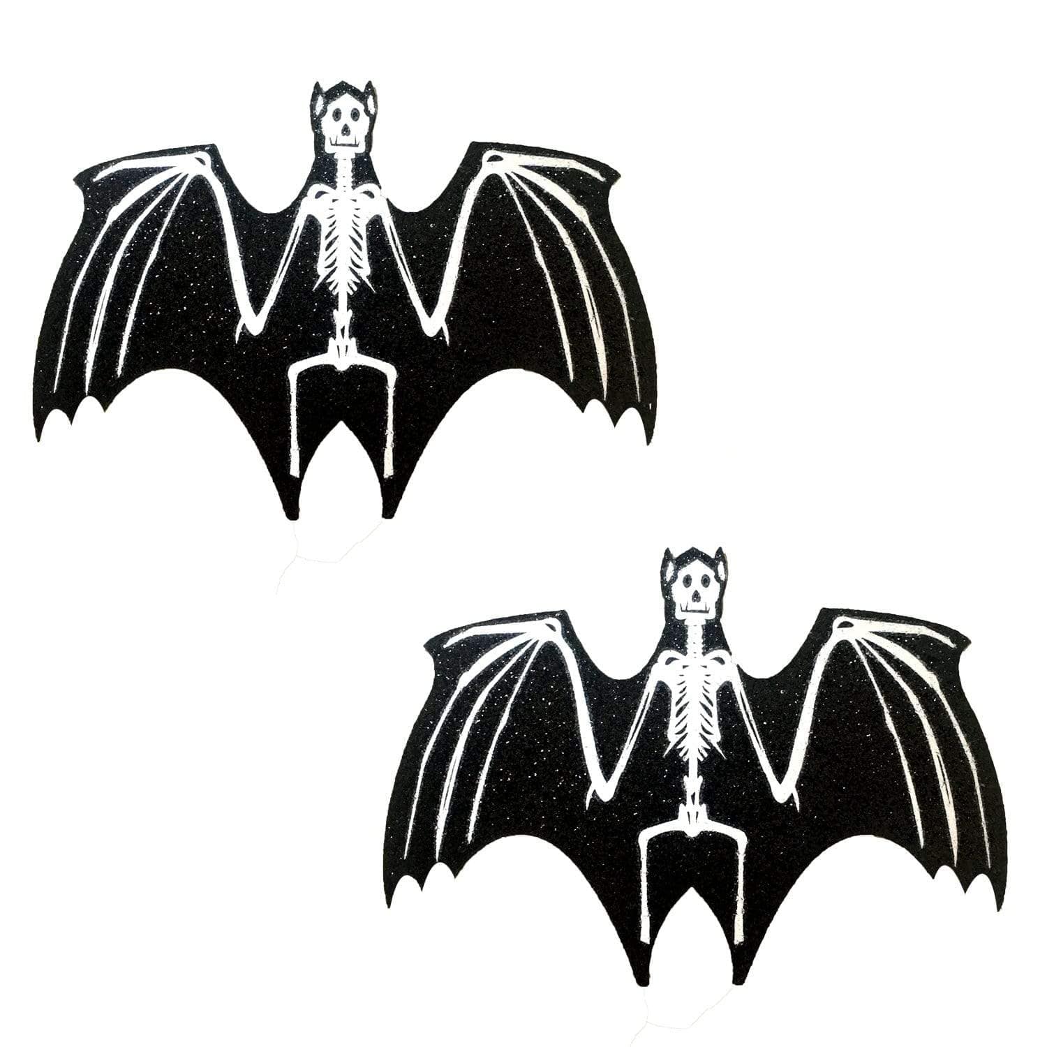 Freaking Awesome Glitter Blacklight Glow Skeletor Bat Nipple Cover Pasties 7