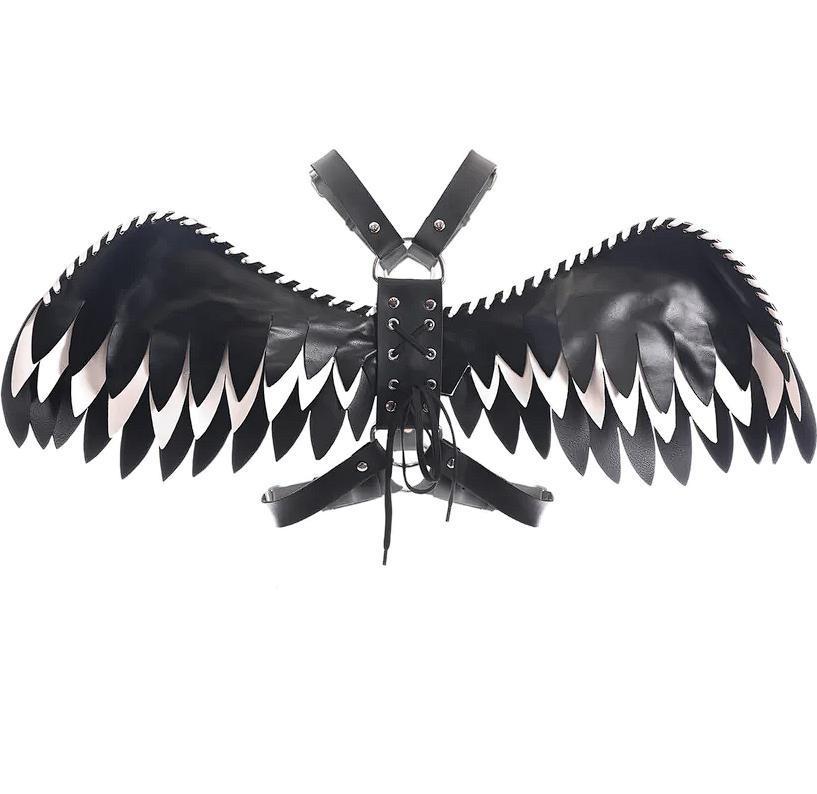Black & White Layered Wing Body Harness 3